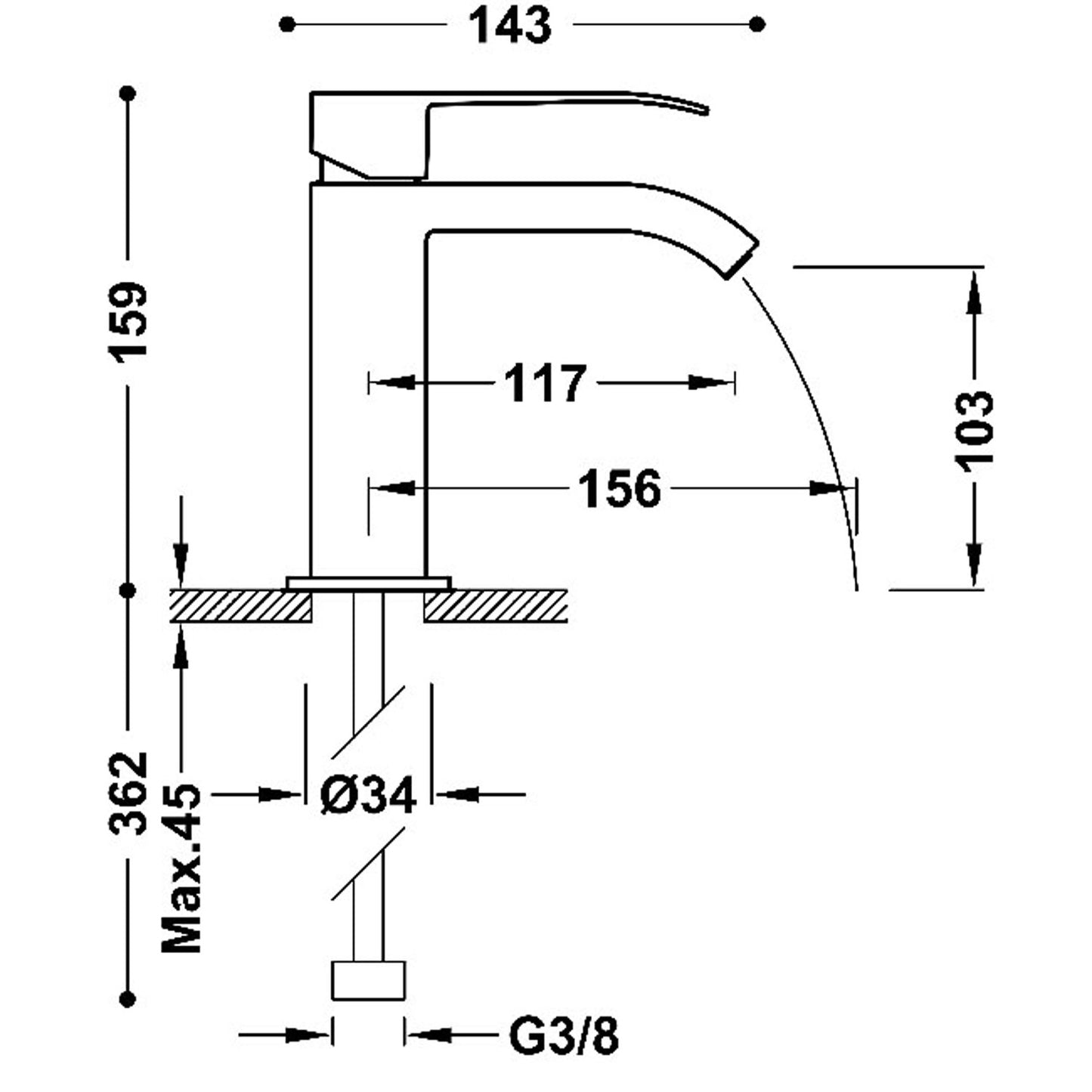 CUADRO Mitigeur pour lavabo avec vidage automatique-00610101D