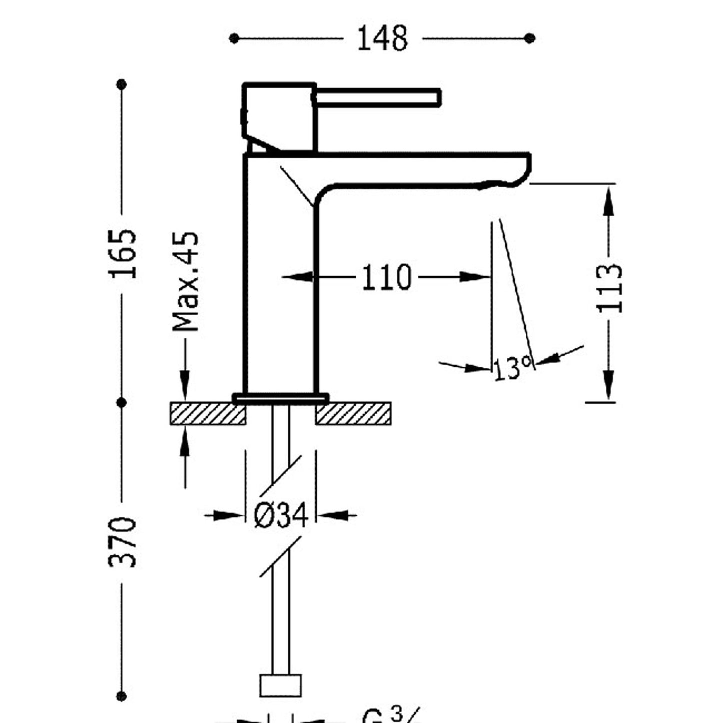 MAX Mitigeur pour lavabo avec vidage automatique-06210302D