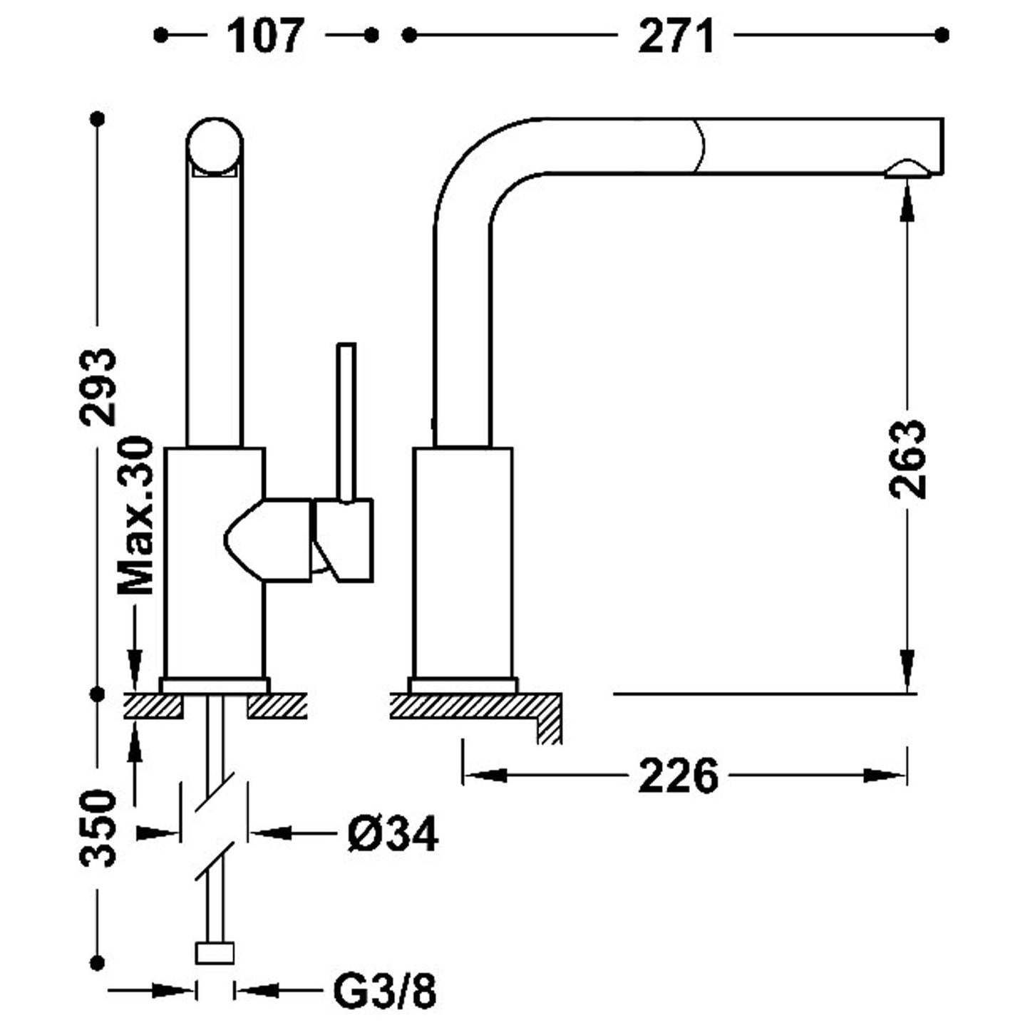 KITCHENS Mitigeur à bec amovible pour cuisine-162437