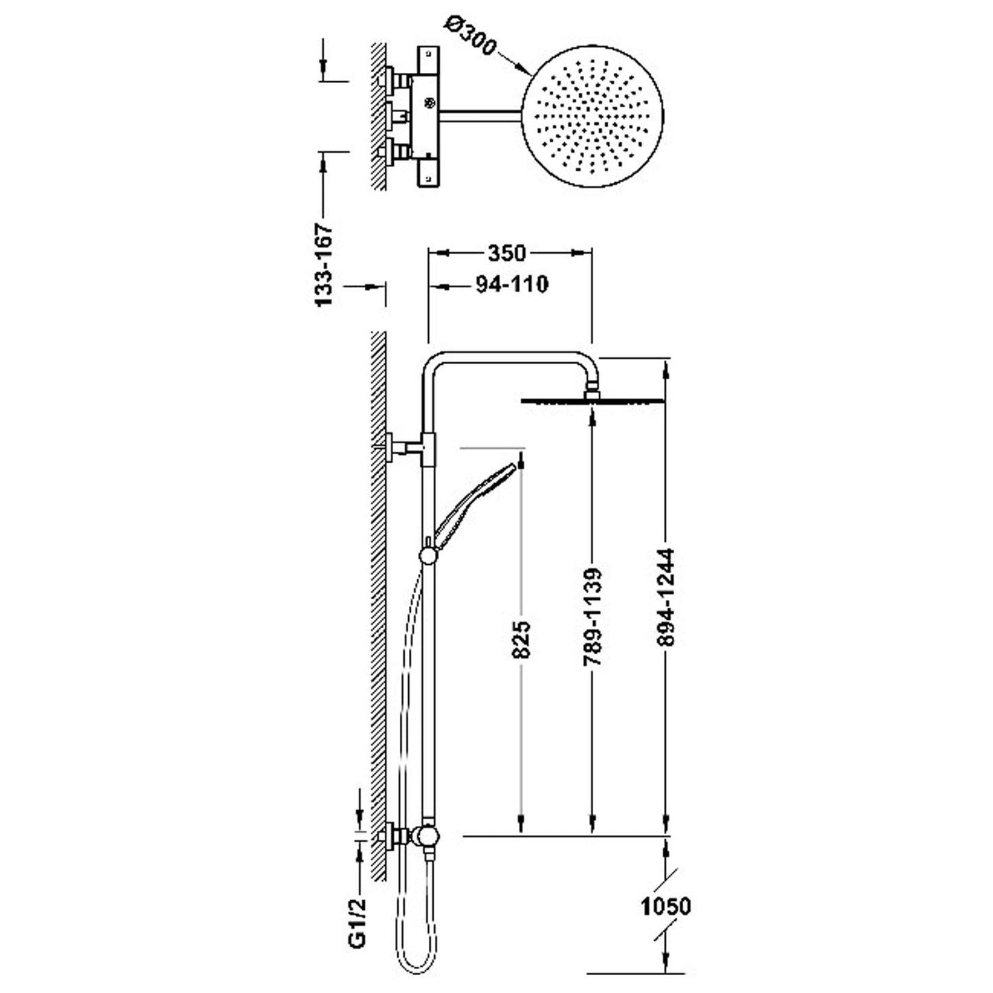 OVER-WALL Ensemble de robinet thermostatique mural à 2 voies pour douche-19038701