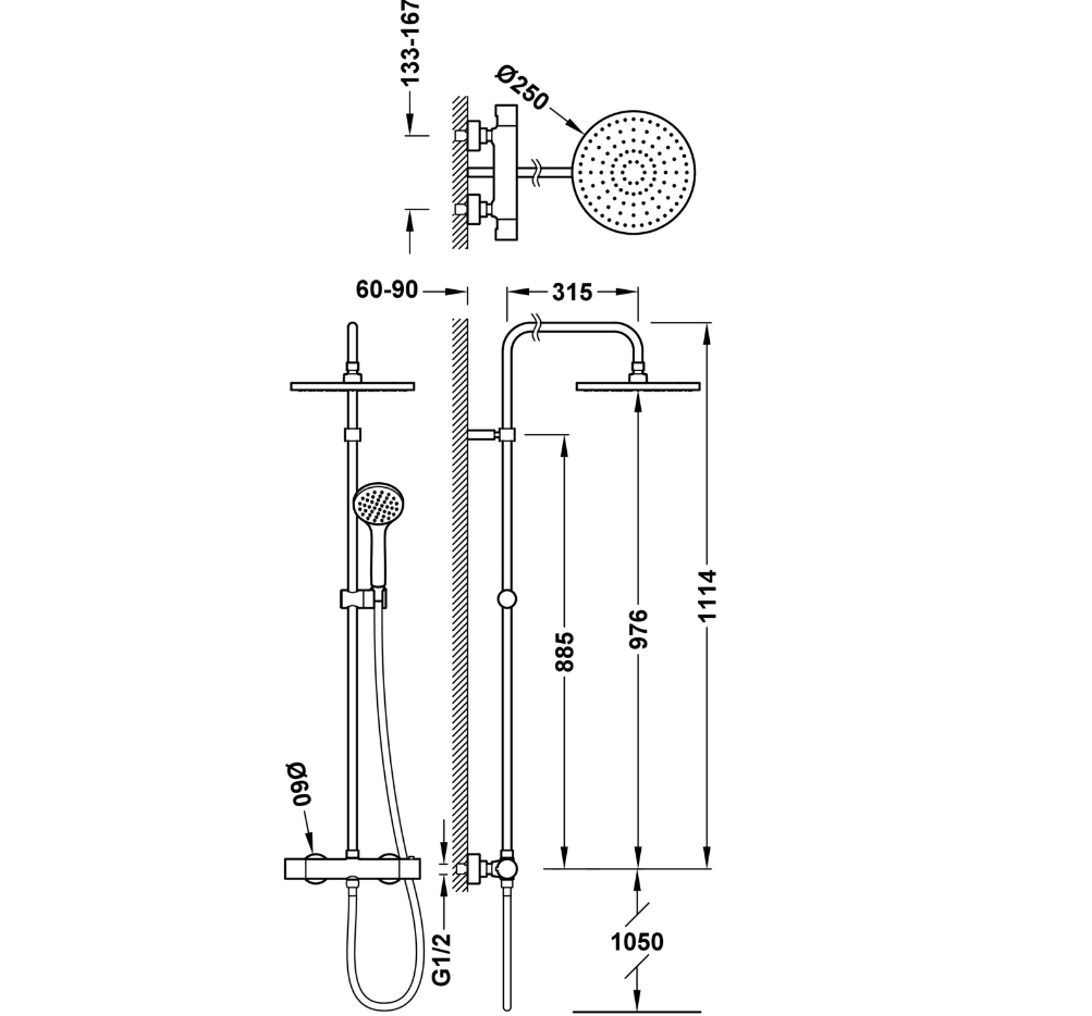BASE PLUS - colonne de douche thermostatique murale À 2 voies pour douche-21639301