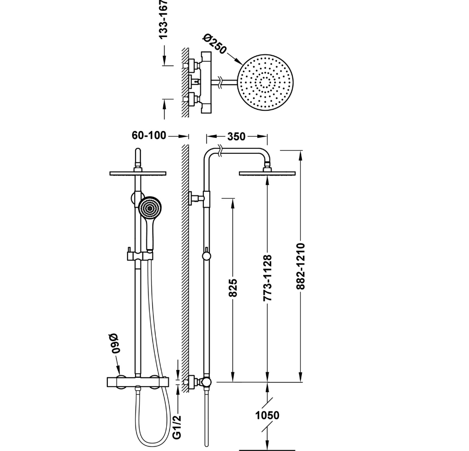 BASE PLUS - colonne de douche thermostatique murale À 2 voies pour douche-21639521