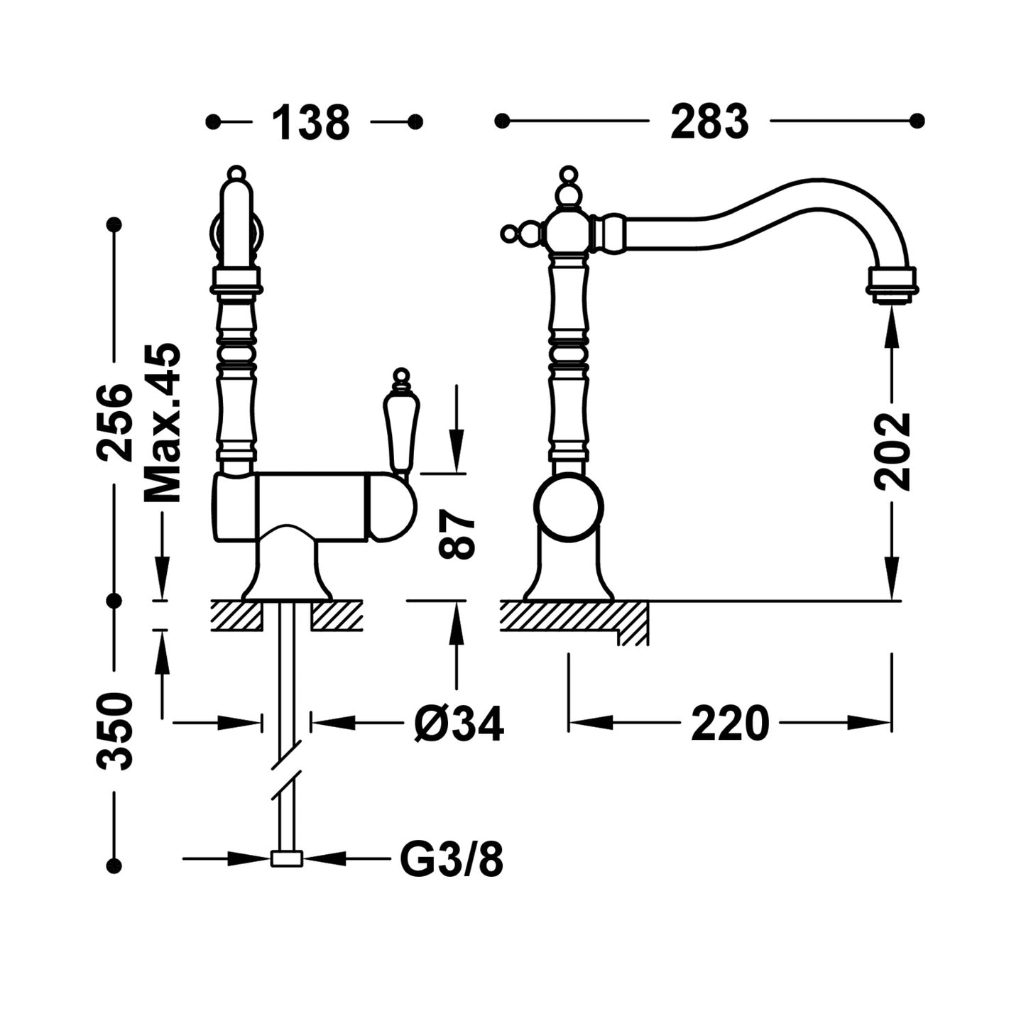 Mitigeur Évier Rabattable style vintage - 24233401