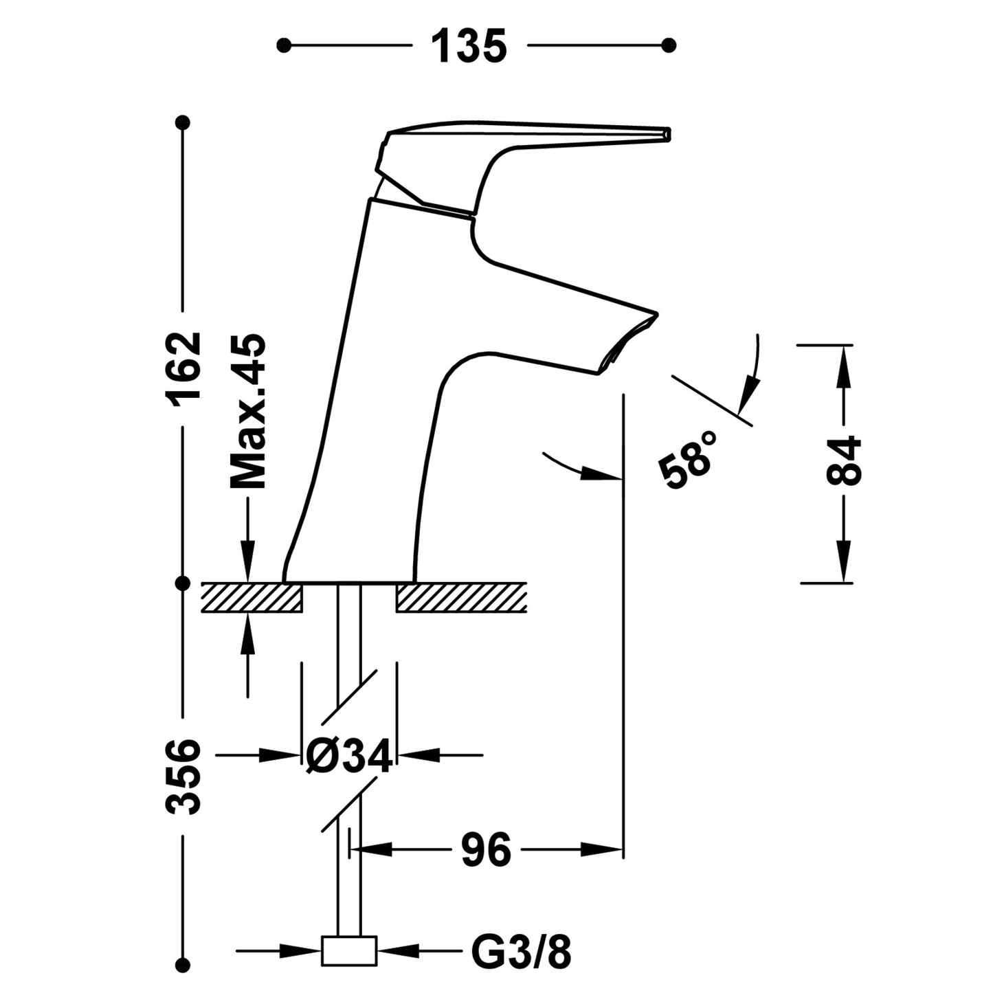 FUJI MITIGEUR INCLINÉ ÉCO-EFFICACE POUR LAVABO-28110402AC