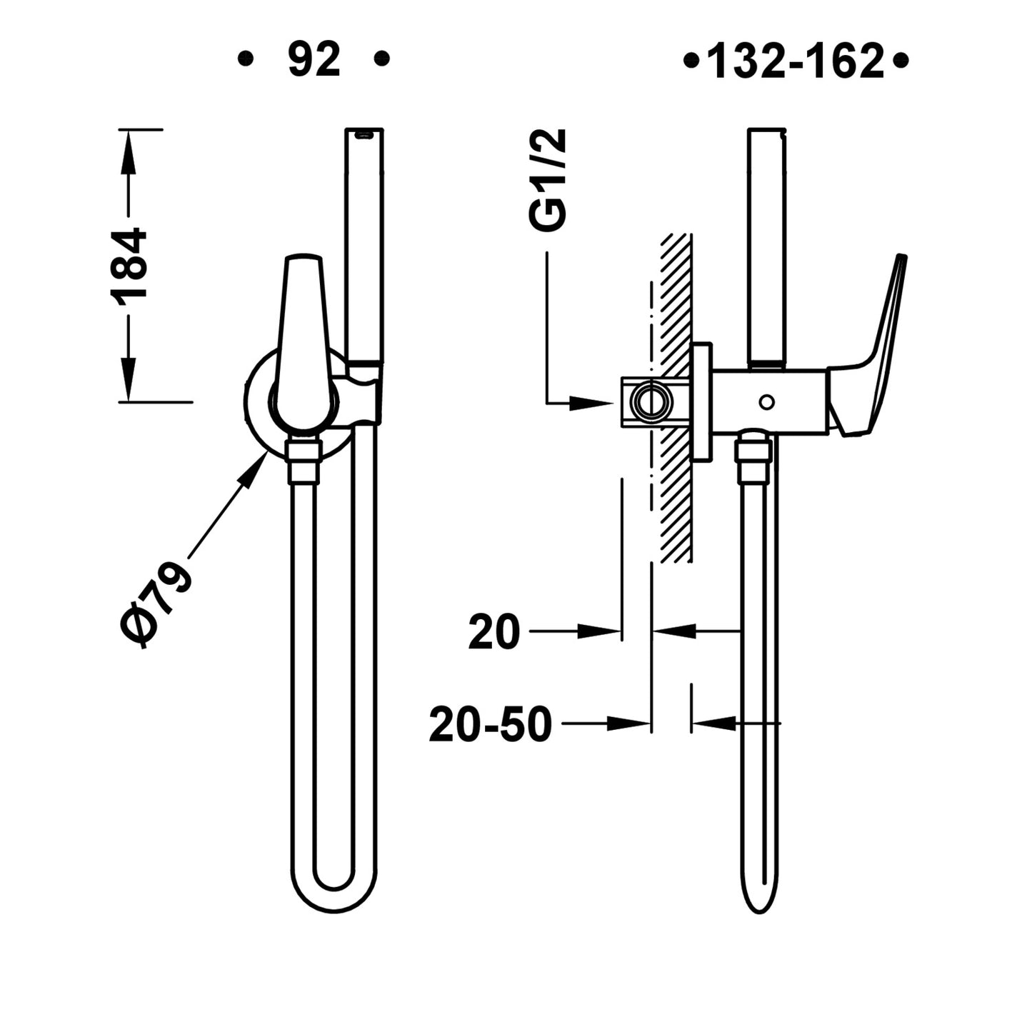 FUJI douchette ENCASTRÉ AVEC DOUCHE POUR WC-28112301AC