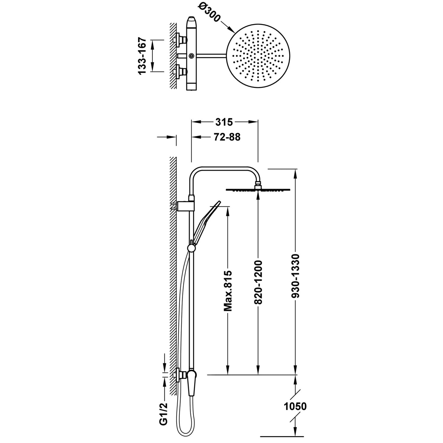 FUJI colonne de douche MURAL À 2 VOIES POUR DOUCHE-28119701AC