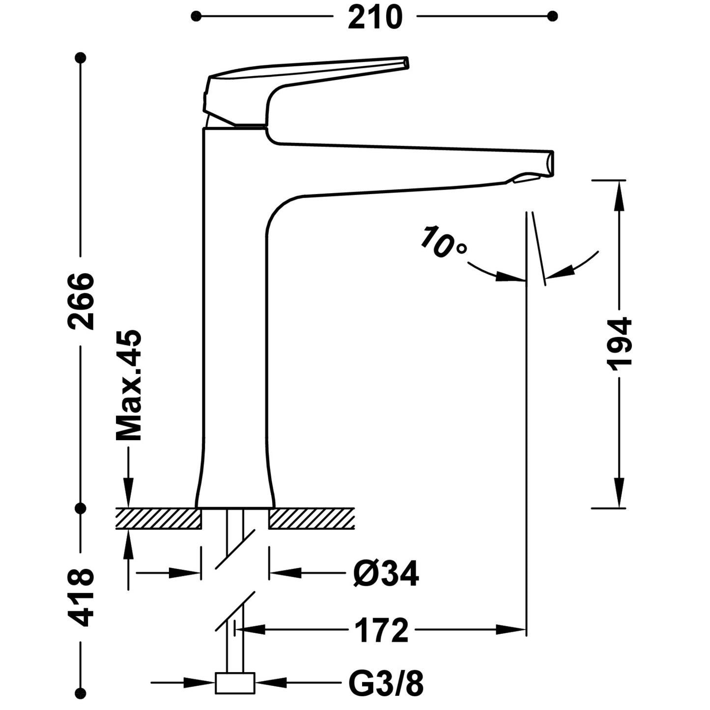 FUJI MITIGEUR HAUT POUR LAVABO-28120301AC