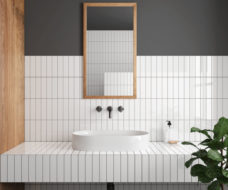 Faïence murale Kit-kat relief Costa Nova 5x20 cm Blanc