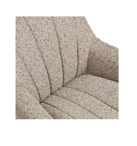Détail de l’assise rembourrée du fauteuil Grandola en tissu polyester gris