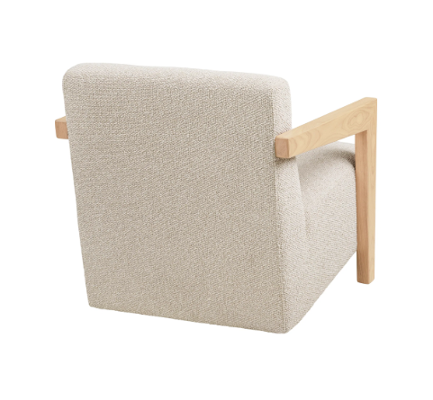 Dos du fauteuil avec dossier arrondi et finition tissu