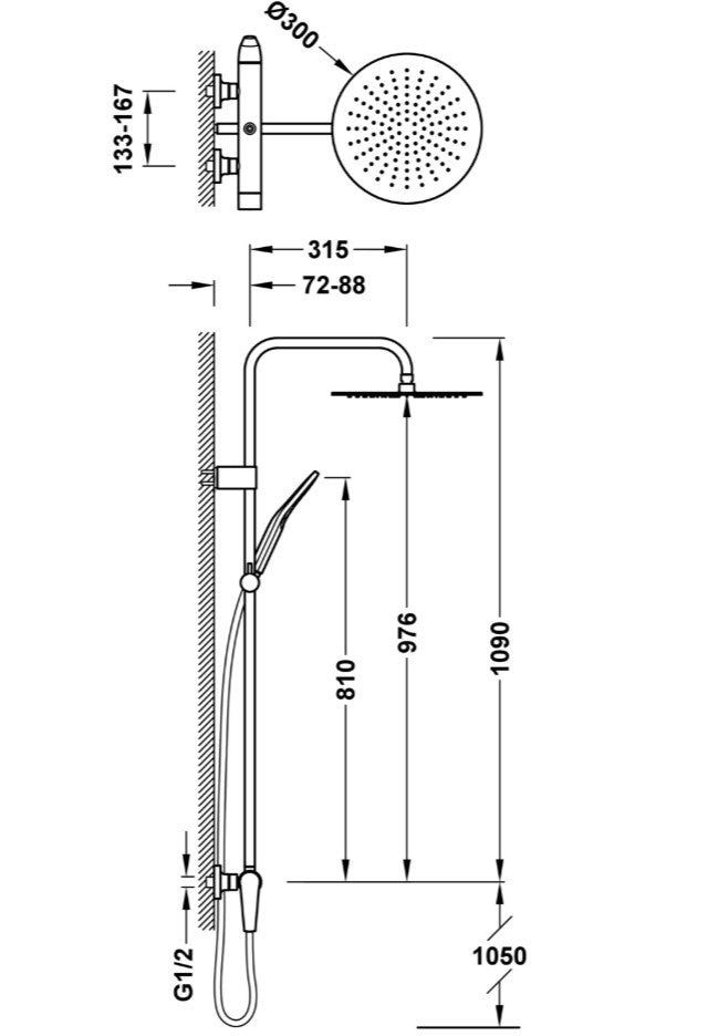 Colonne de douche murale FUJI à 2 voies-28119101NM