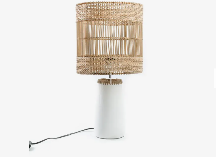 Lampe de chevet Kiska en rotin/terre cuite