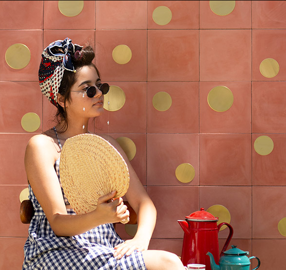 Carreau de ciment Dots laitonné