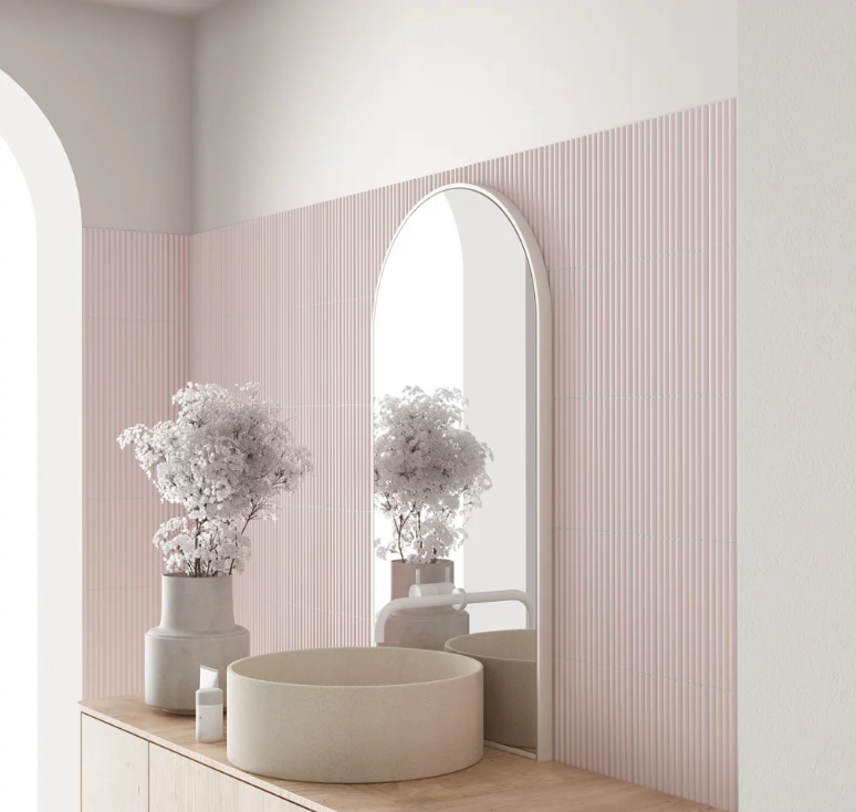 Faïence murale Kit-kat relief Costa Nova 5x20 cm Rose Stony