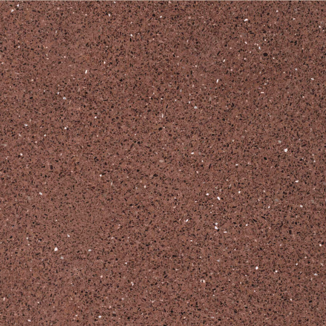 Carrelage Terrazzo Brun Acajou au fond brun foncé, composé de fines inclusions minérales aux nuances plus claires, avec un aspect homogène et chaleureux.