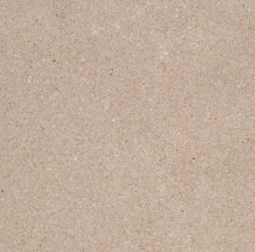 Carrelage microterrazzo Beige Lin au fond beige uniforme, ponctué de fins granulats minéraux, pour revêtement de sol et mur.