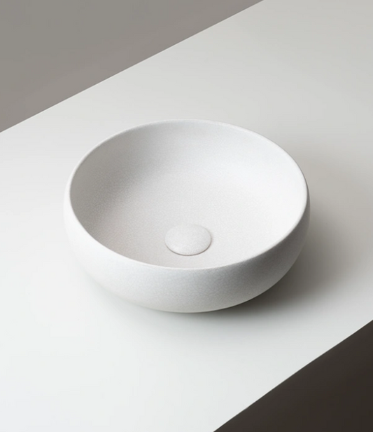 Vasque circulaire à poser en argile Raku claire