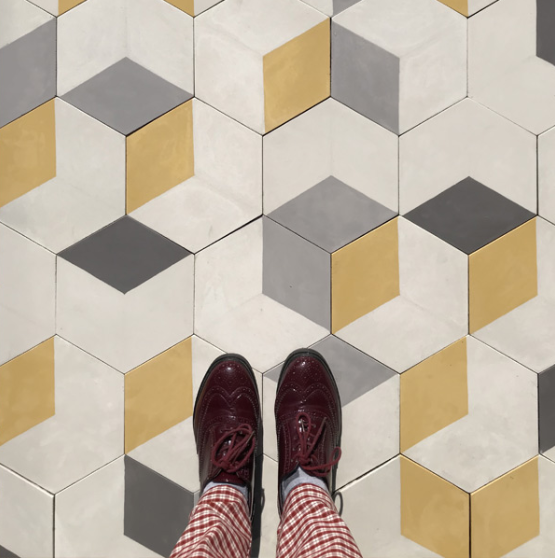 Carreau de ciment hexagonal à losanges 20x20 cm