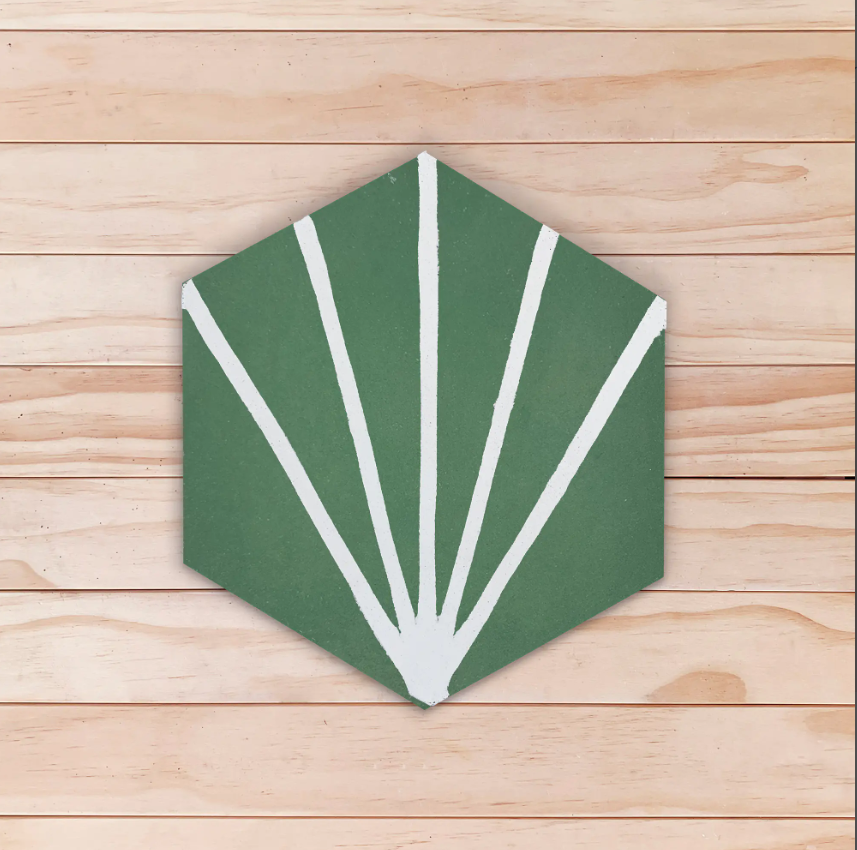 Carreau de ciment Hexagonal MOD 604 vert , 23x20 cm