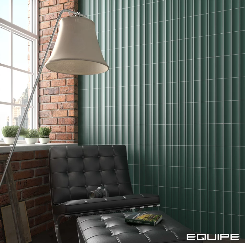 Carrelage mural galbé in, out et lisse VIBE-Newport Green 6.5 x 20 cm