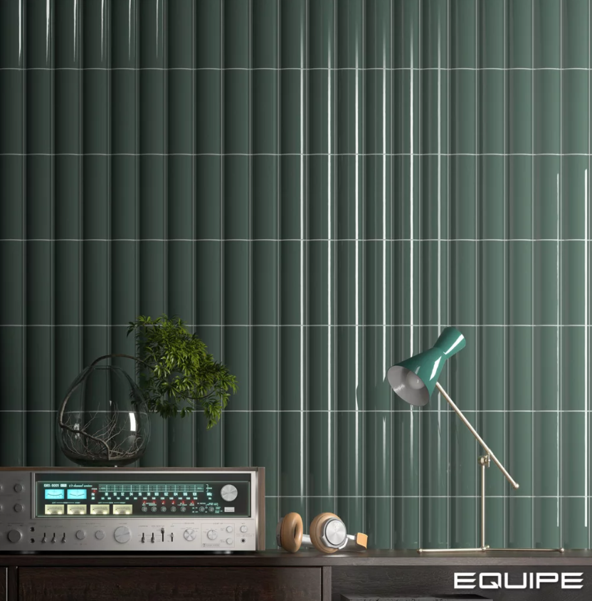 Carrelage mural galbé in, out et lisse VIBE-Newport Green 6.5 x 20 cm
