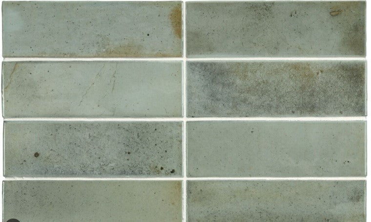 Carrelage effet zellige 6.5x20 cm Hanoi Celadon vert 0.50/boîte