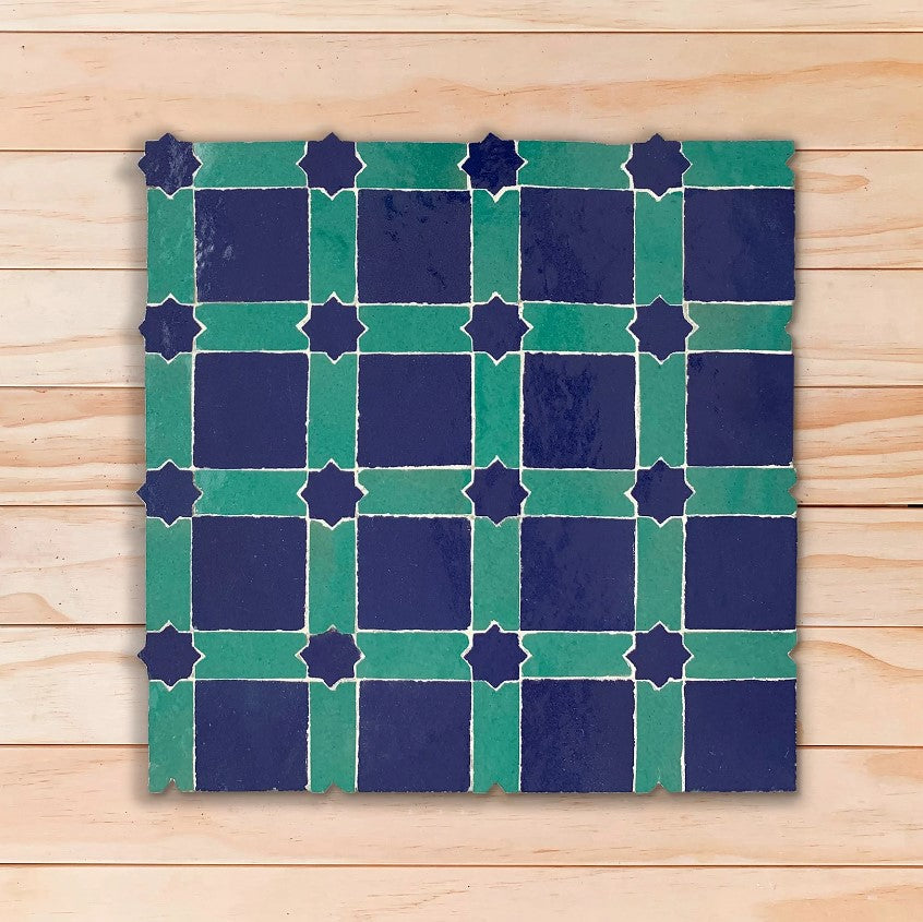 Zellige Marocain artisanal MWALAF plaque 28.5 x 28.5cm