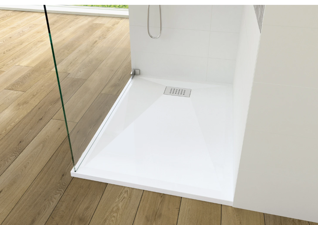 Kinesurf Receveur extra-plat 4 cm à poser ou à encastrer rectangulaire bonde centrée sur la largeur