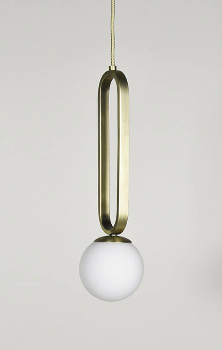 Suspension Cime ENO Studio en Verra soufflé Opaline & Acier Laiton