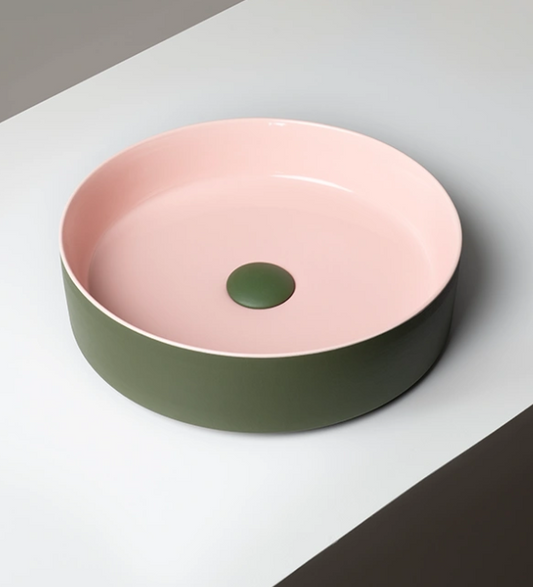 Vasque circulaire à poser Poudre de bonbon à la sauge
