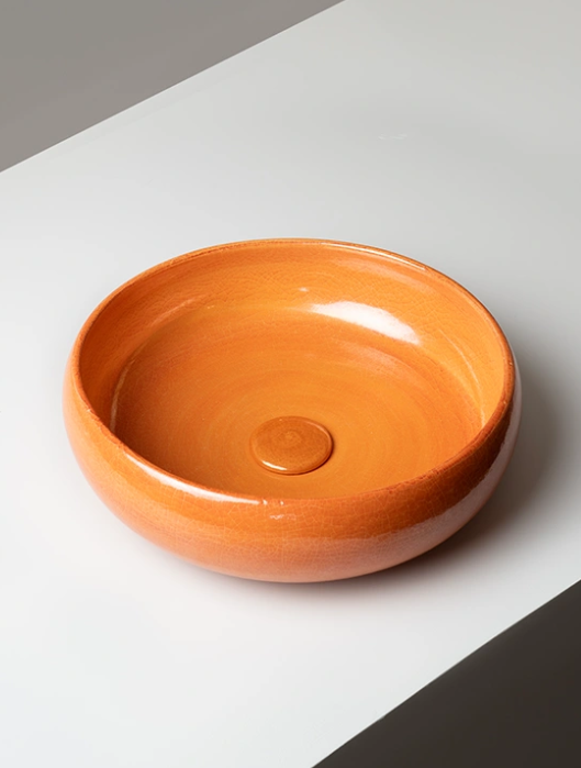 Vasque circulaire à poser Couleur chocolat ambre craquelé
