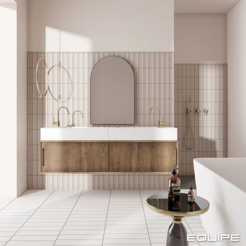 Carrelage mural galbé in, out et lisse VIBE-Taupe 6.5 x 20 cm