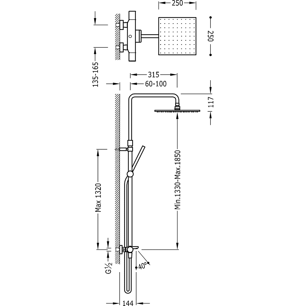 COLONNE DOUCHE THERMOSTATIQUE 3 voies, 20531201