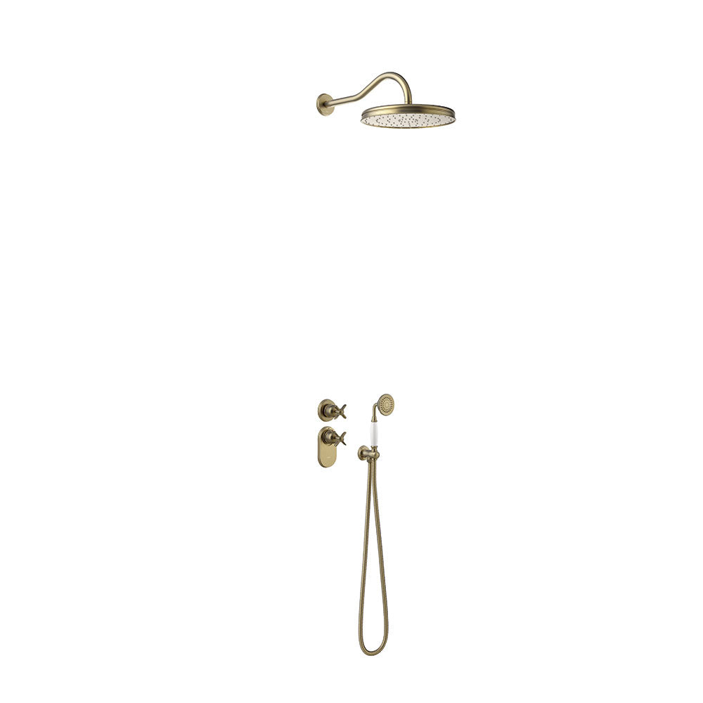 Colonne de douche thermostatique encastrée - 24235202LM, Laiton mat