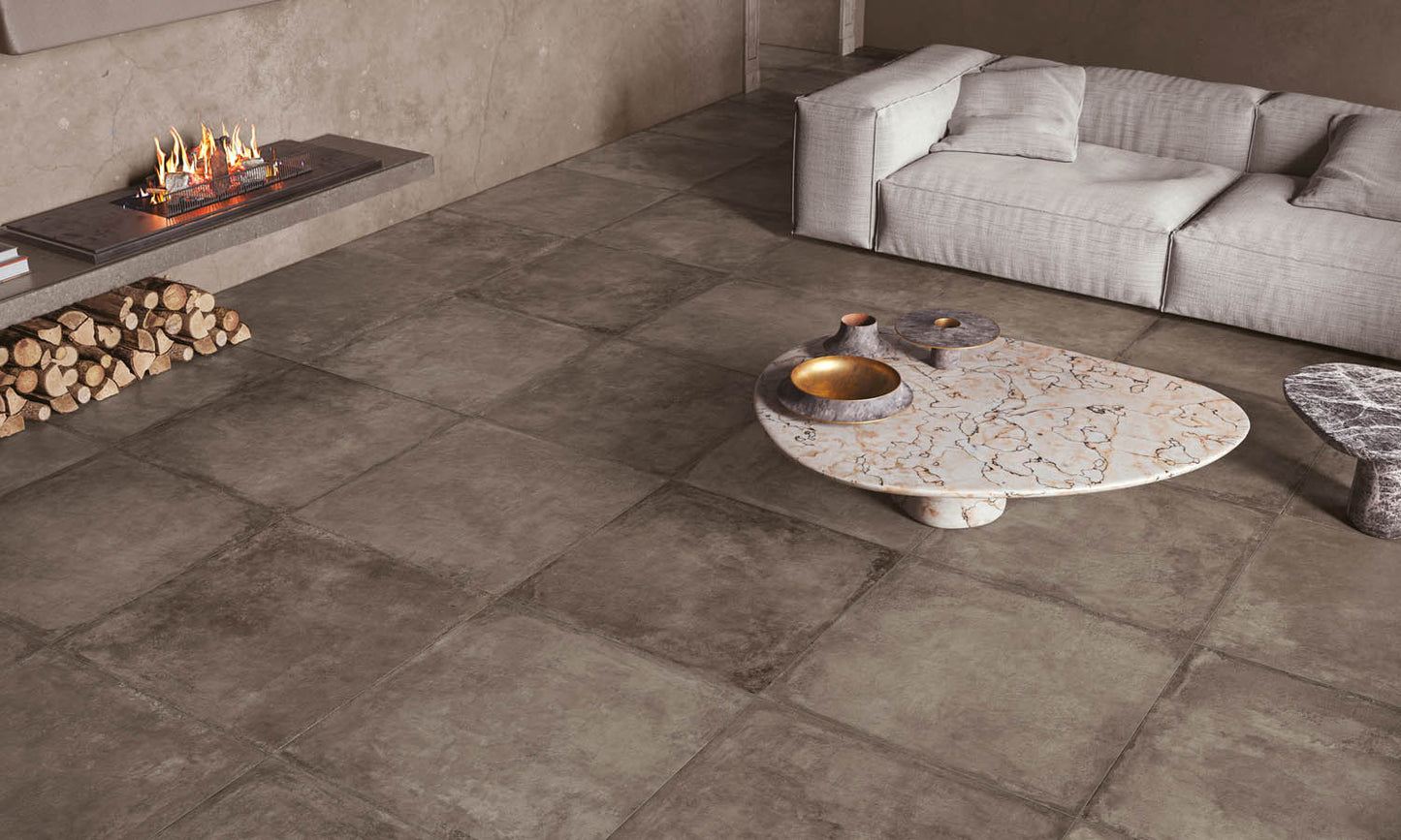 Carrelage grès cérame effet béton Château Moka