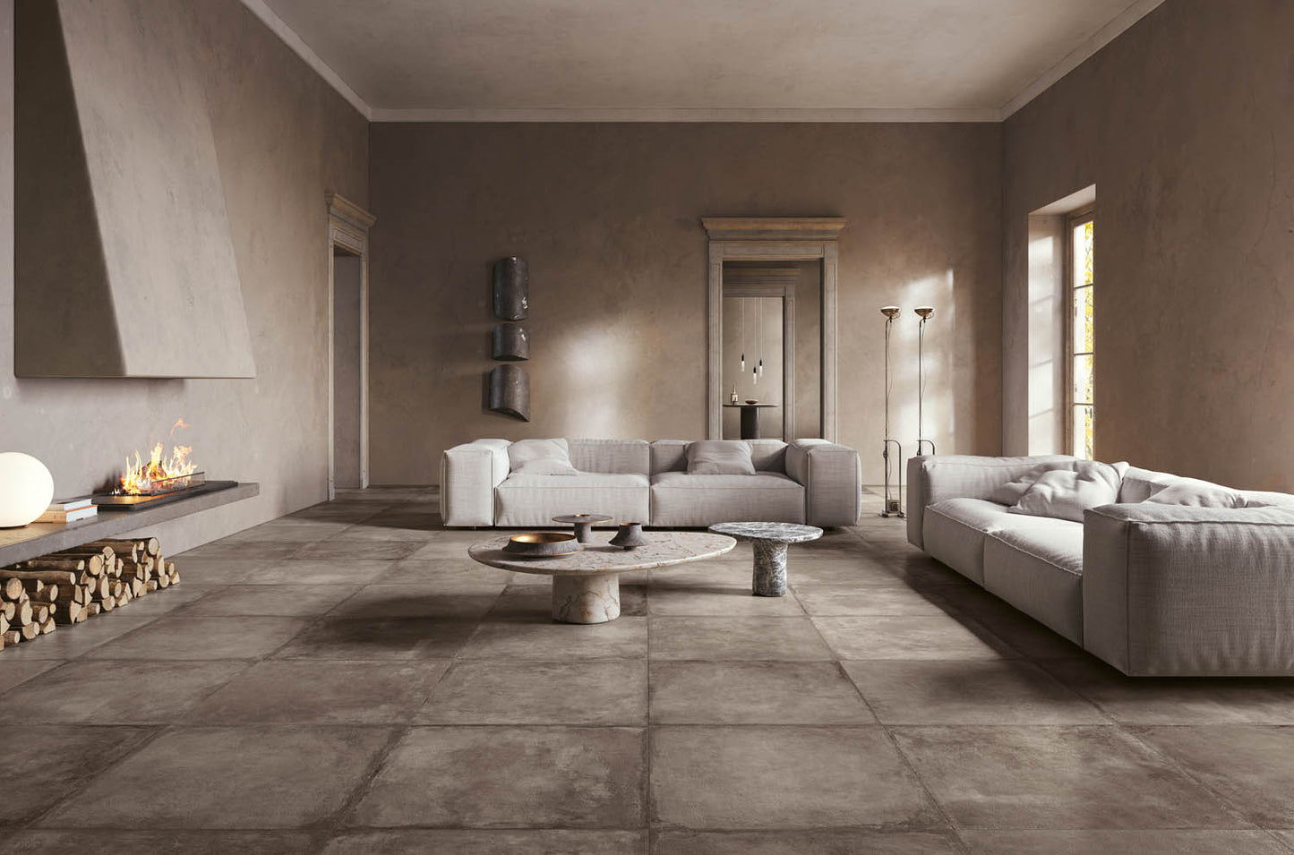 Carrelage grès cérame effet béton Château Moka