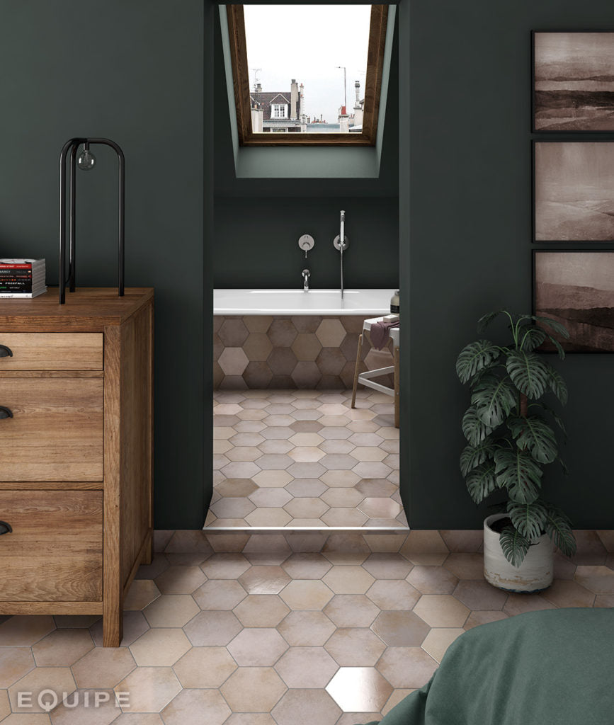 Carrelage grès cérame effet tomette 17.5x20 - HERITAGE, 0.71m²/boîte