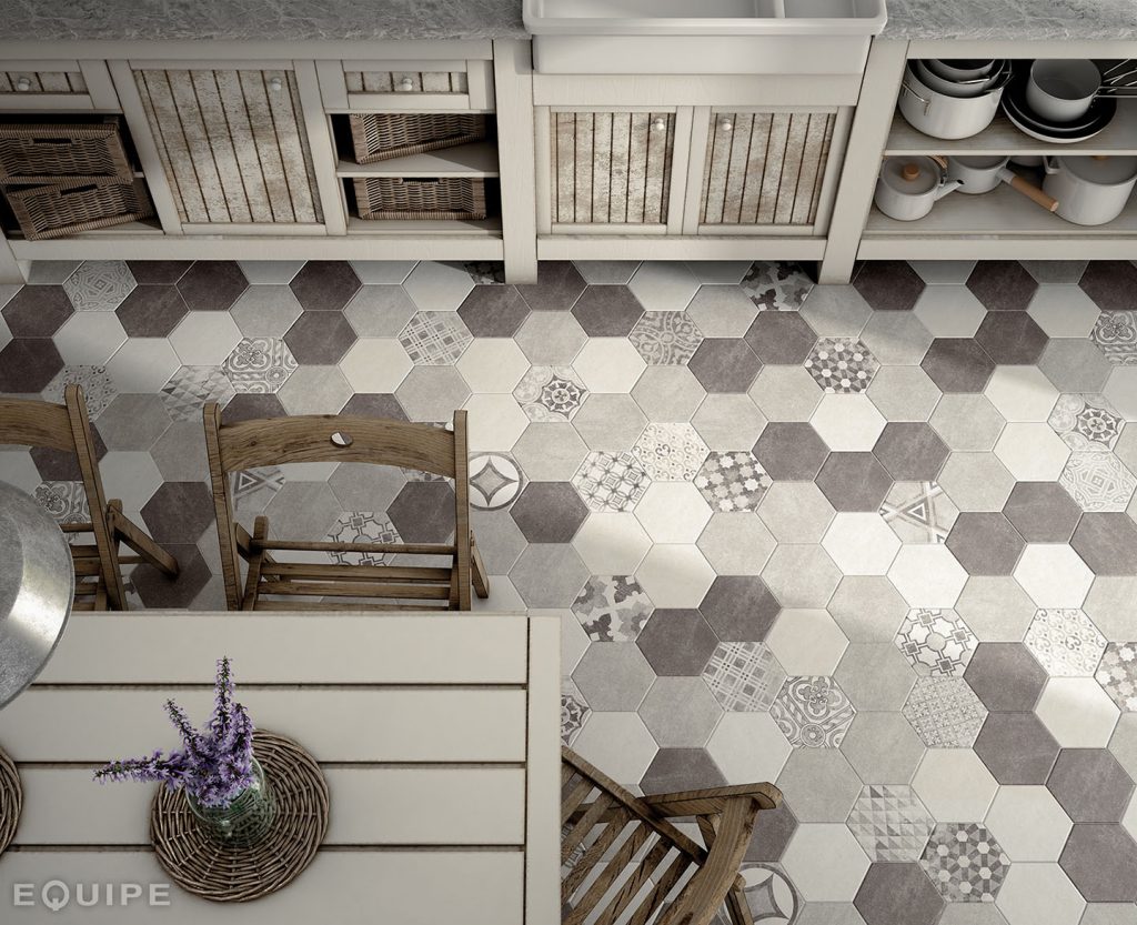 Carrelage tomette 17.5x20 - HEXATILE CEMENT, 0.71m²/boîte
