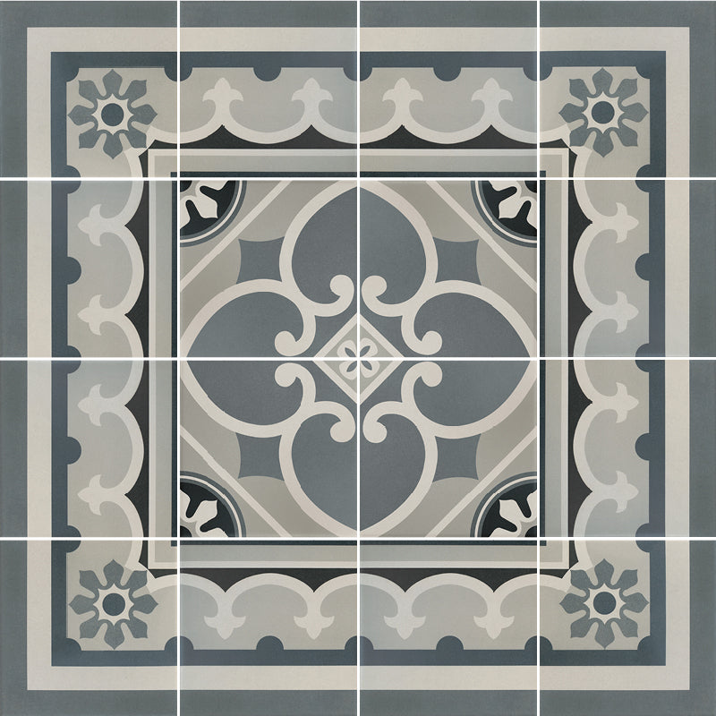 Carrelage imitation ciment rosace 20x20 cm CAPRICE CHATELET Bordure - L'Atelier By AC