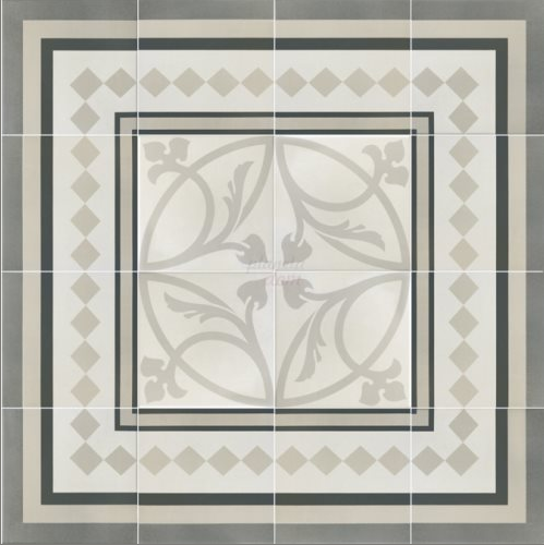 Carrelage imitation ciment rosace CAPRICE LIBERTY WHITE - L'Atelier By AC