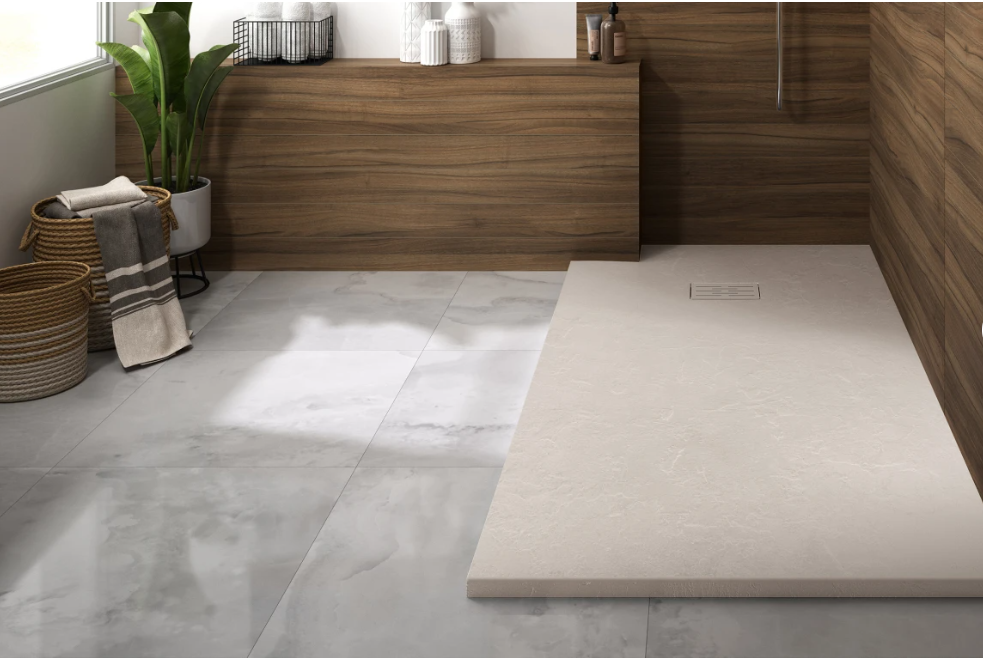 Receveur de douche texturé en composite solide KINEROCK EVO - L'Atelier By AC