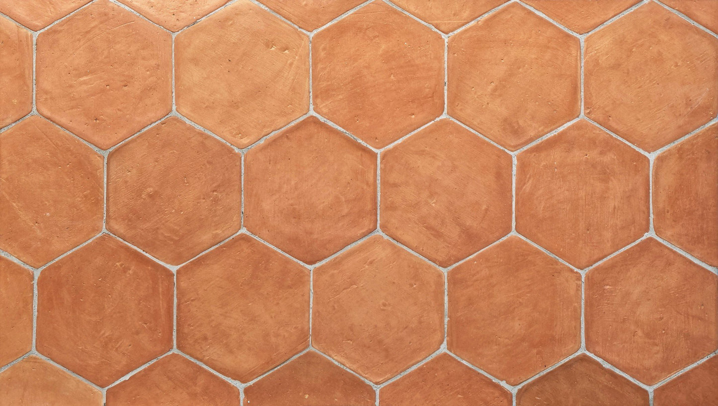 Carrelage manuel en terre cuite artisanale, hexagonale 20x20 cm - 0.17m²/boîte