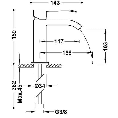 CUADRO Mitigeur pour lavabo avec vidage automatique-00610101D