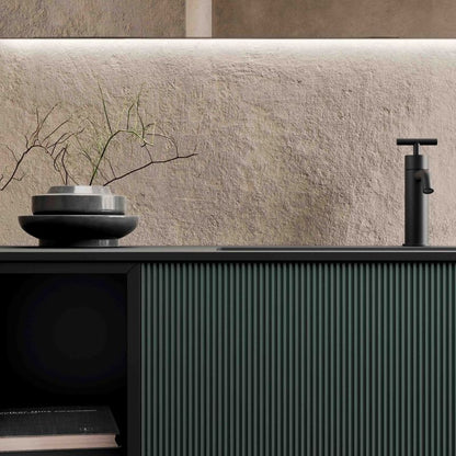 Meuble salle de bain strié laqué, 1 tiroir L120 x 52 cm