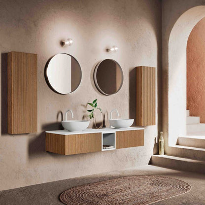 Meuble salle de bain NUCCI en chêne strié L. 147,0 - P. 52,0