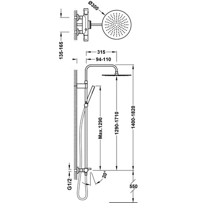 2-Way Thermostatic Wall-Mounted Shower Column for Shower-21639502NM