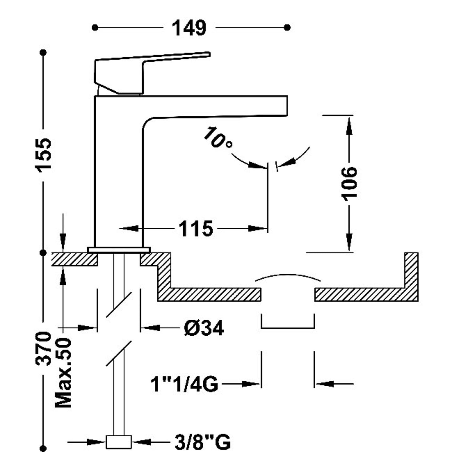 PROJECT-TRES Mitigeur pour lavabo-21110301NM