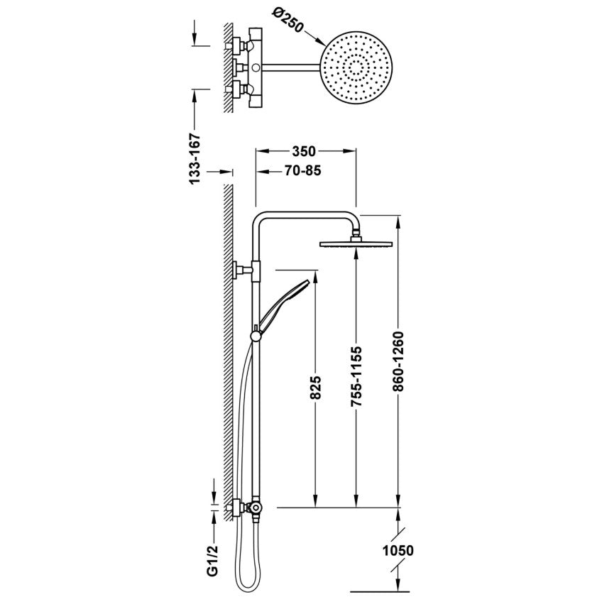 Colonne de douche thermostatique murale à 2 voies pour douche-21639502NM