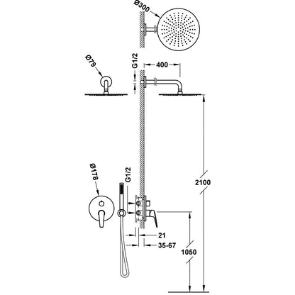 FUJI KIT MITIGEUR ENCASTRÉ À 2 VOIES RAPID-BOX POUR DOUCHE-28128004AC