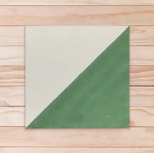 Carreaux vert et crème avec motif en biais